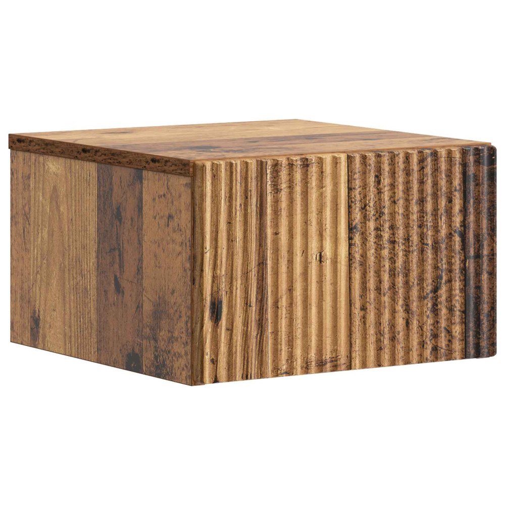 vidaXL Väggmonterat Sängbord med låda Gammalt trä 33 x 34,5 x 20 cm