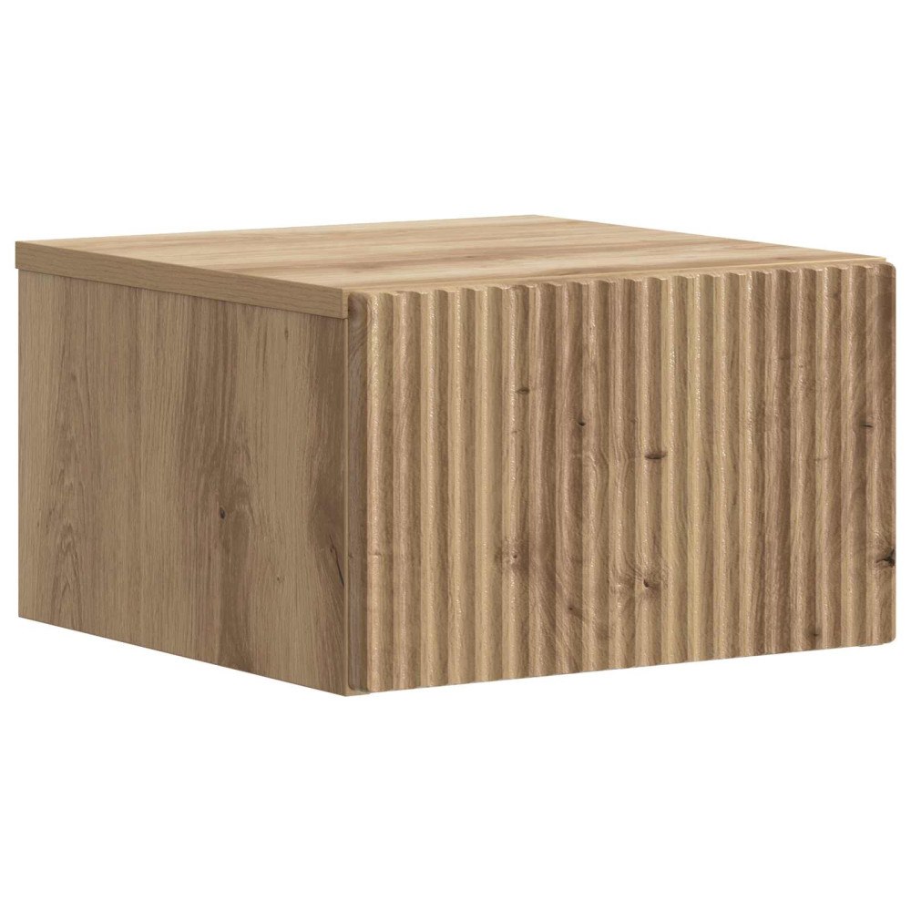 vidaXL Väggmonterat Sängbord med låda Artisan-ek 33 x 34,5 x 20 cm