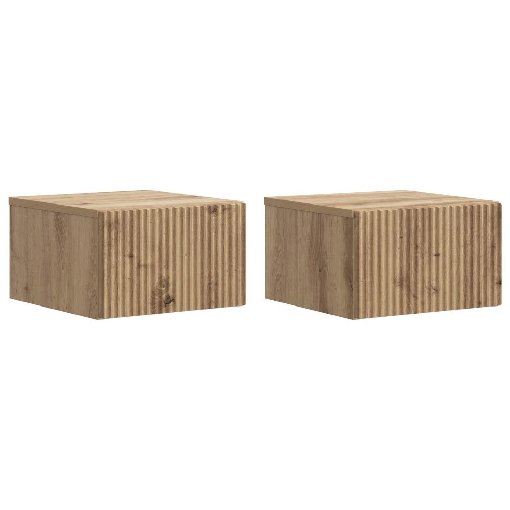 vidaXL Väggmonterat Sängbord 2 pcs Artisan-ek 33 x 34,5 x 20 cm