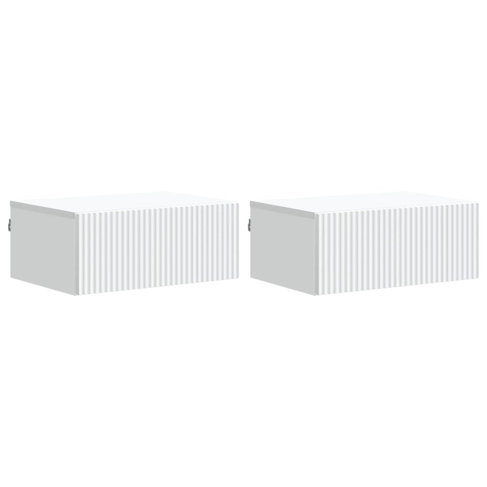 vidaXL Väggmonterat Sängbord med låda 2 pcs Vit 49 x 34,5 x 20 cm