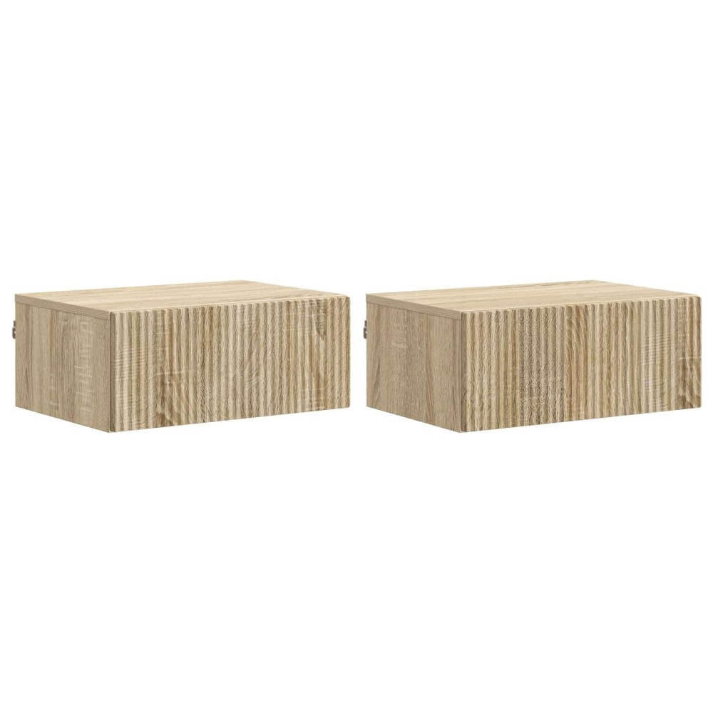 vidaXL Väggmonterat Sängbord 2 pcs Sonoma-ek 49 x 34,5 x 20 cm