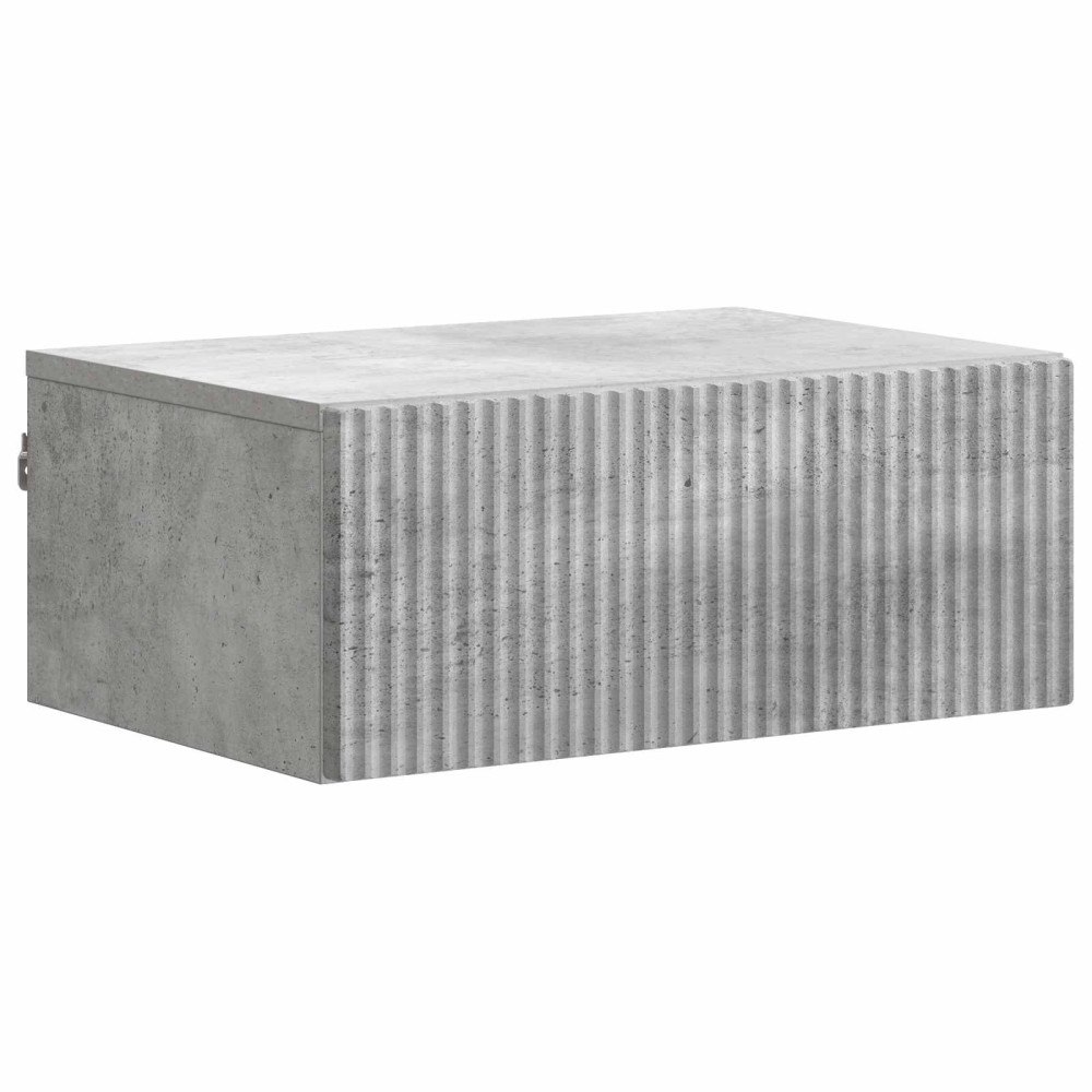 vidaXL Väggmonterat Sängbord med låda Betonggrå 49 x 34,5 x 20 cm