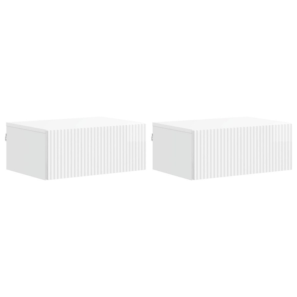 vidaXL Väggmonterat Sängbord 2 pcs Vit högglans 49 x 34,5 x 20 cm