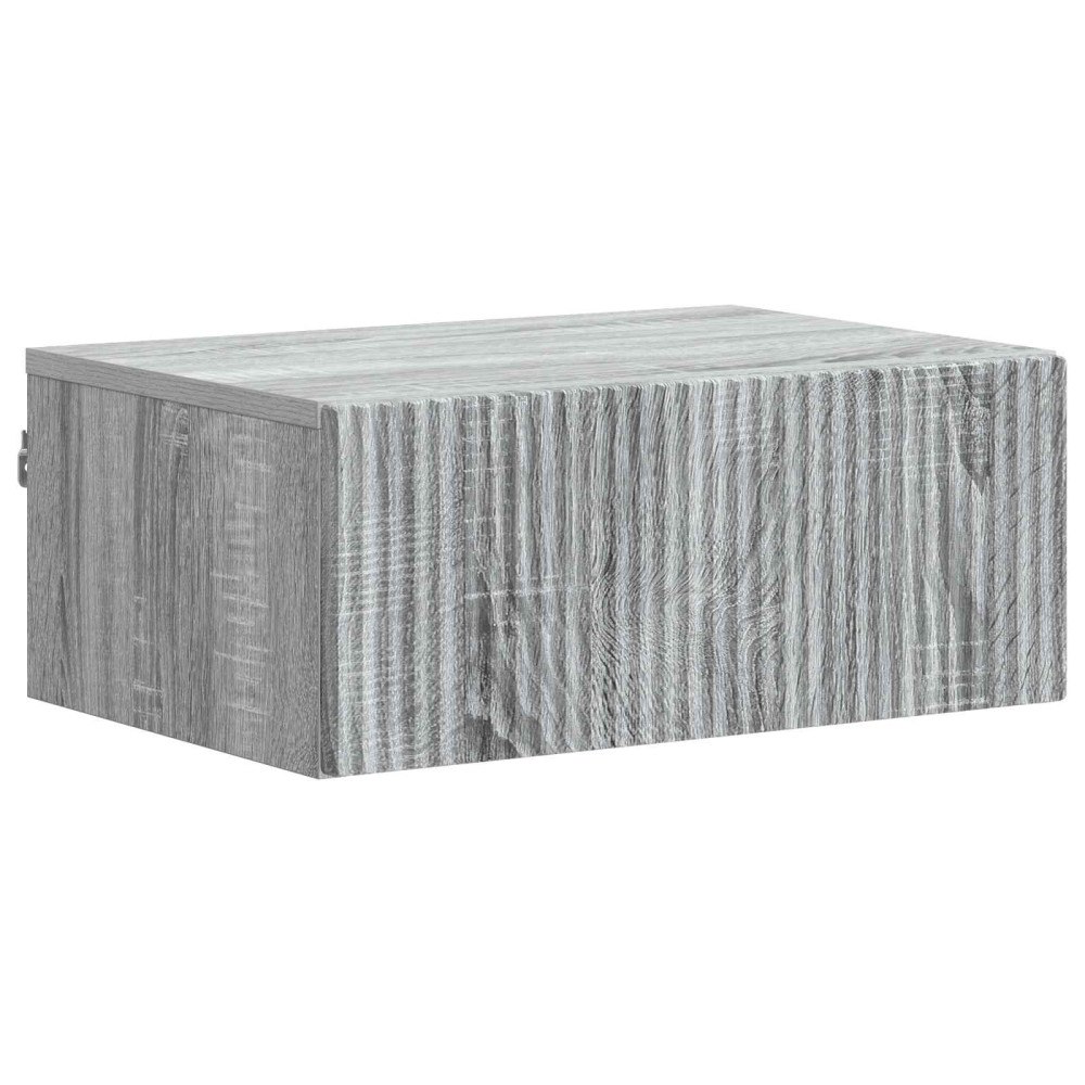 vidaXL Väggmonterat Sängbord med låda Grå sonoma-ek 49 x 34,5 x 20 cm