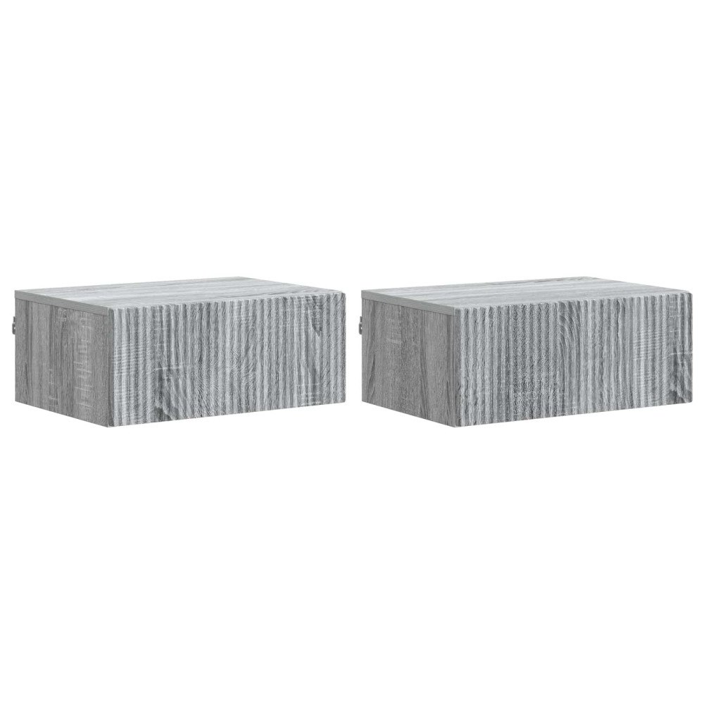 vidaXL Väggmonterat Sängbord 2 pcs Grå sonoma-ek 49 x 34,5 x 20 cm