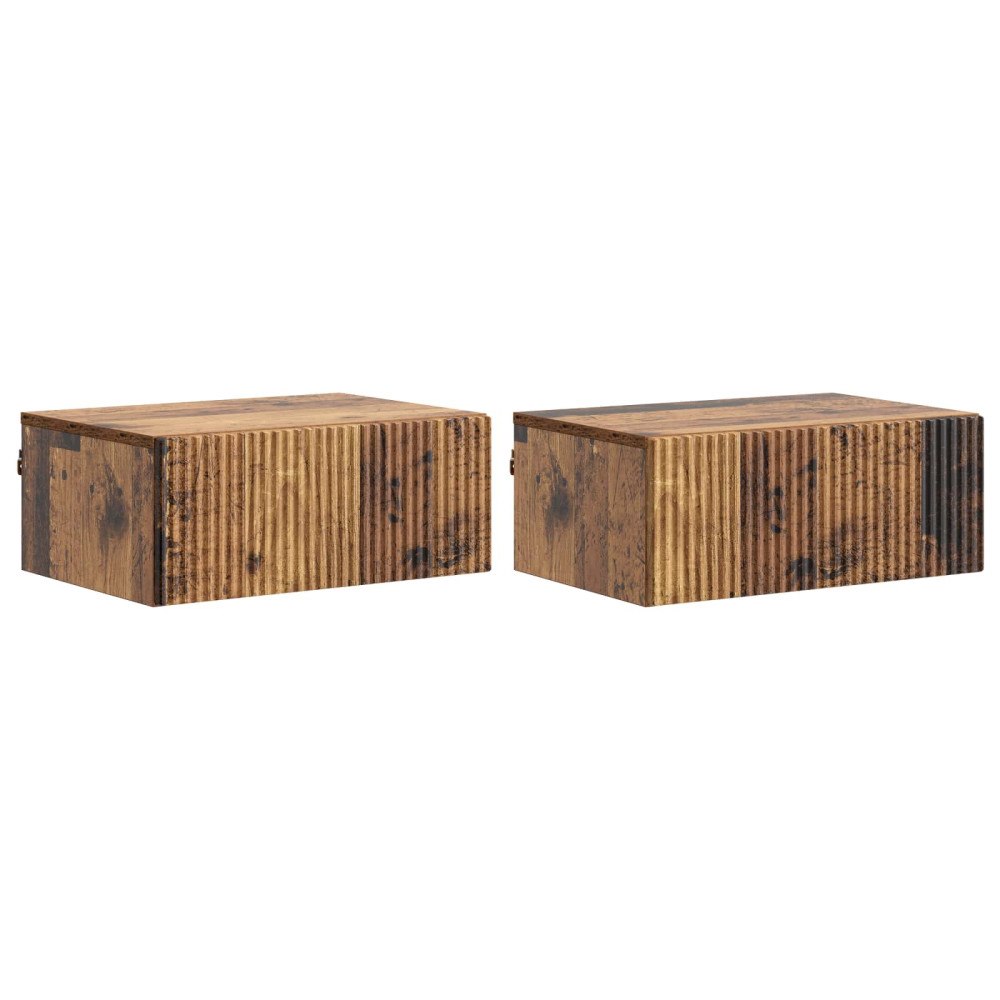 vidaXL Väggmonterat Sängbord 2 pcs Gammalt trä 49 x 34,5 x 20 cm