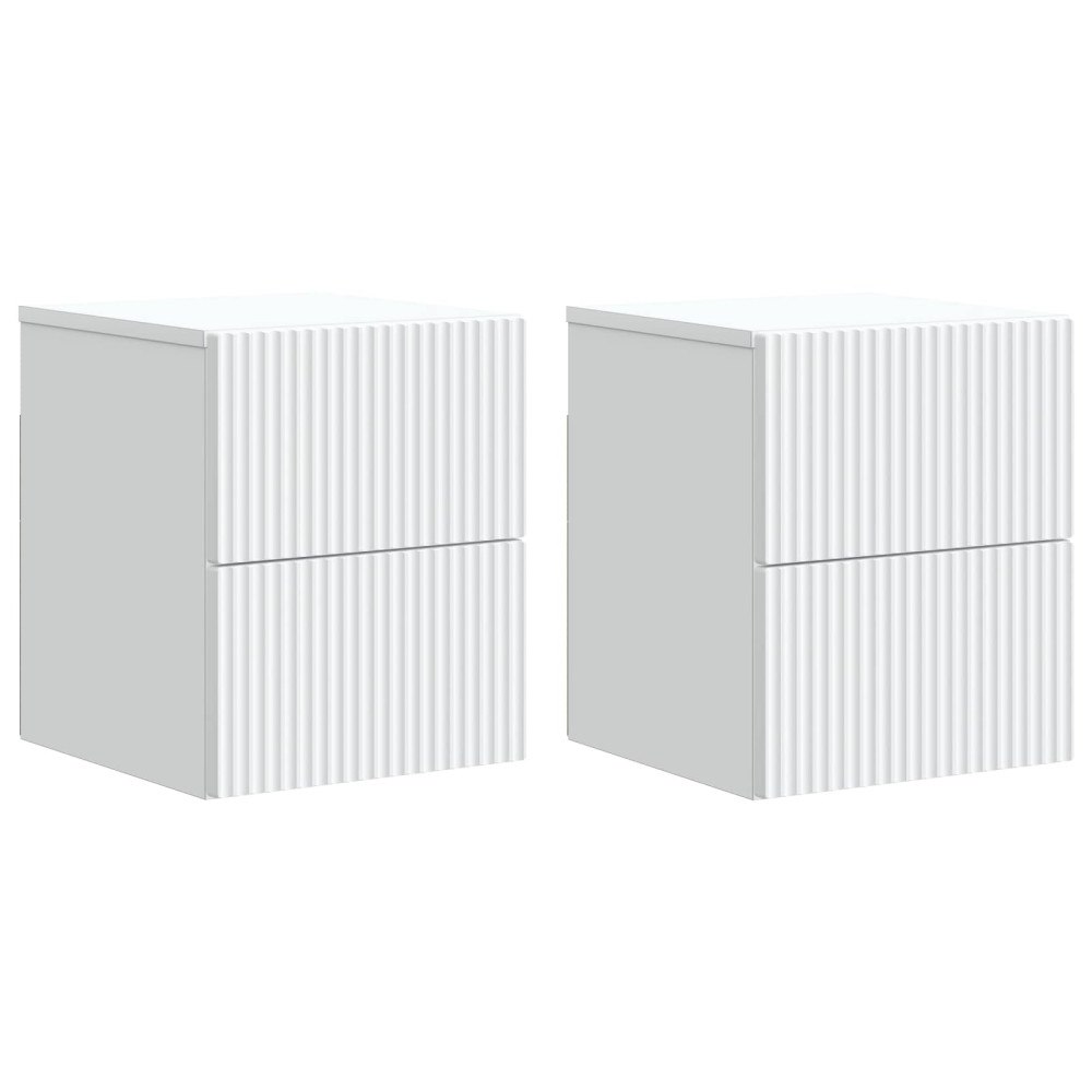 vidaXL Väggmonterat Sängbord med låda 2 pcs Vit 33 x 34,5 x 40 cm