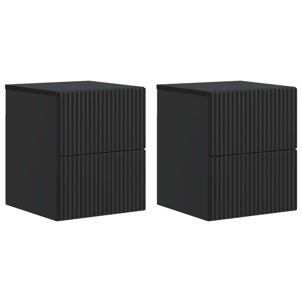 vidaXL Väggmonterat Sängbord med låda 2 pcs Svart 33 x 34,5 x 40 cm