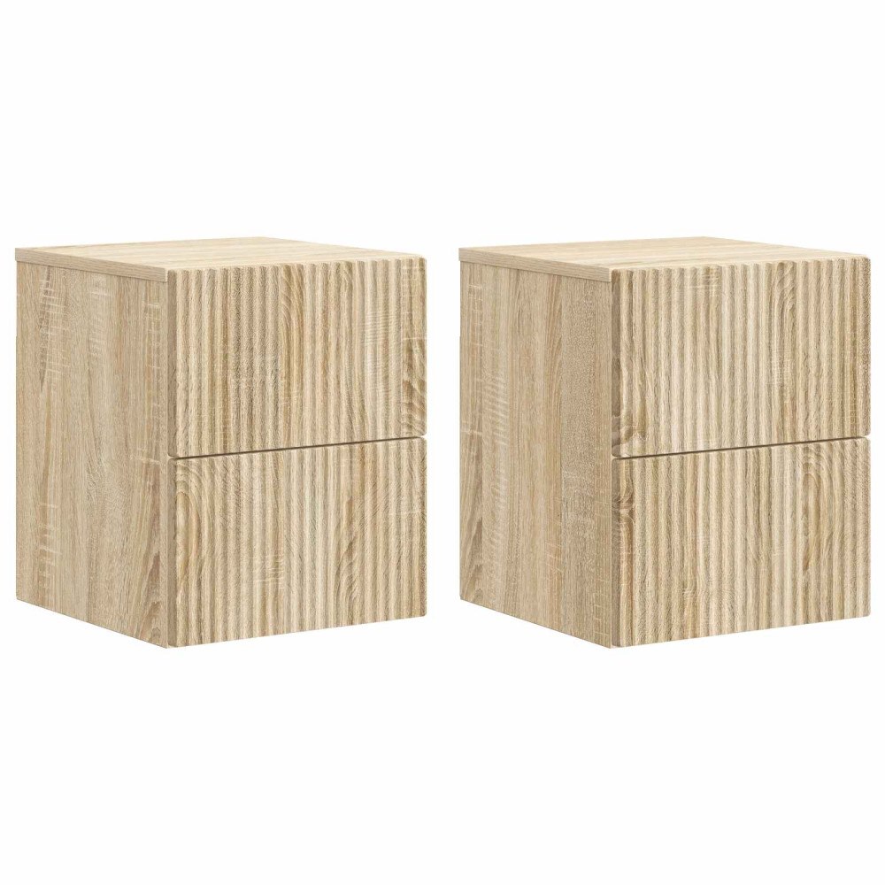vidaXL Väggmonterat Sängbord 2 pcs Sonoma-ek 33 x 34,5 x 40 cm