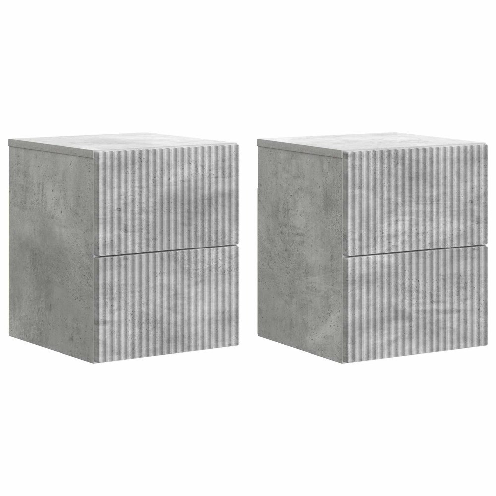 vidaXL Väggmonterat Sängbord 2 pcs Betonggrå 33 x 34,5 x 40 cm