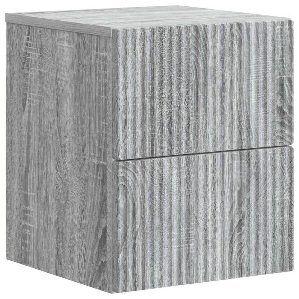 vidaXL Väggmonterat Sängbord med låda Grå sonoma-ek 33 x 34,5 x 40 cm