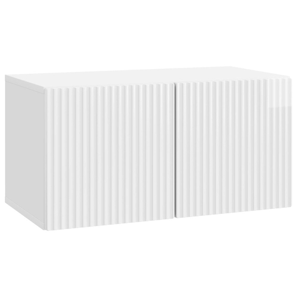 vidaXL Väggmonterad TV-bänk Vit högglans 59,5 x 31 x 30 cm