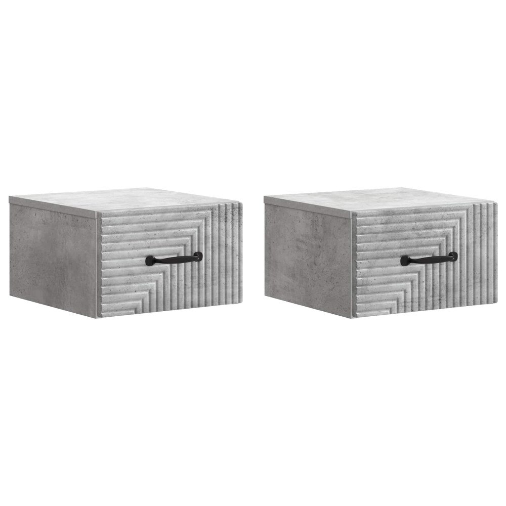 vidaXL Väggmonterat Sängbord 2 pcs Betonggrå 34,5 x 33 x 20 cm