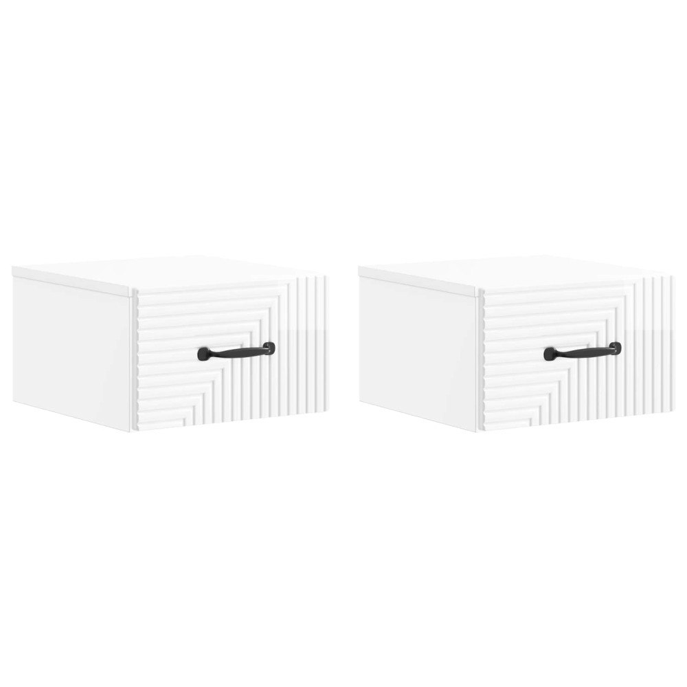 vidaXL Väggmonterat Sängbord 2 pcs Vit högglans 34,5 x 33 x 20 cm