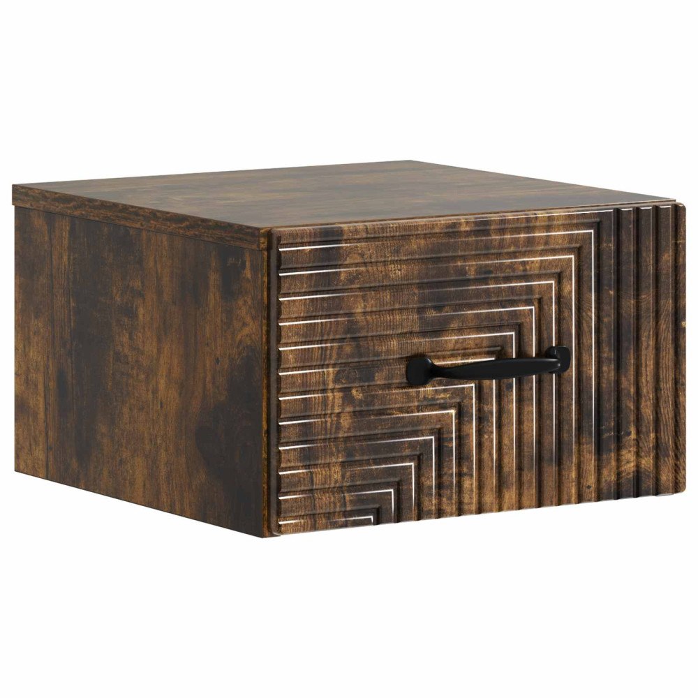 vidaXL Väggmonterat Sängbord Rökt ek 34,5 x 33 x 20 cm Konstruerat trä