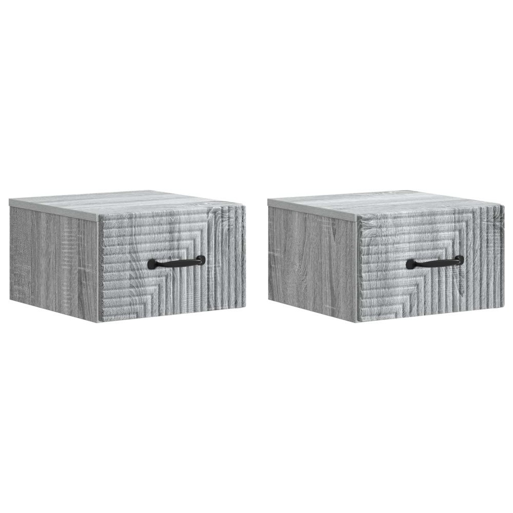 vidaXL Väggmonterat Sängbord 2 pcs Grå sonoma-ek 34,5 x 33 x 20 cm