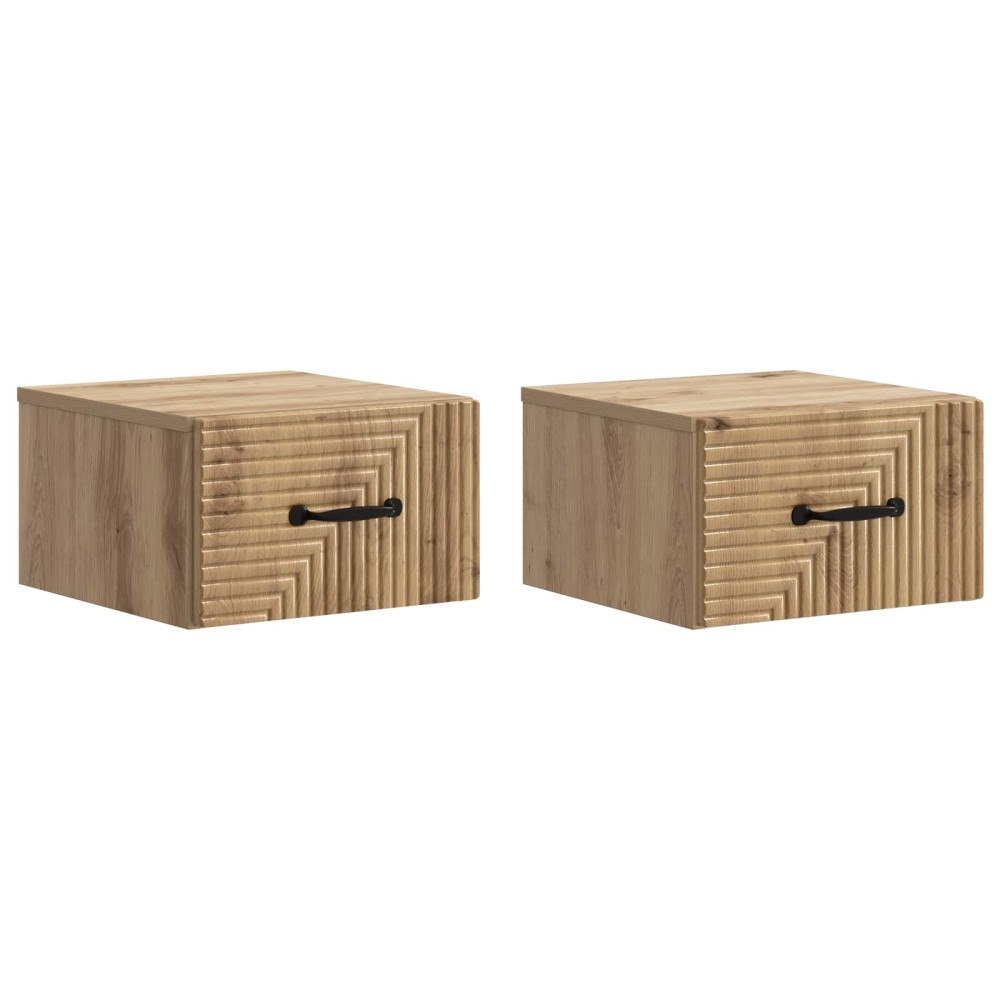 vidaXL Väggmonterat Sängbord 2 pcs Artisan-ek 34,5 x 33 x 20 cm