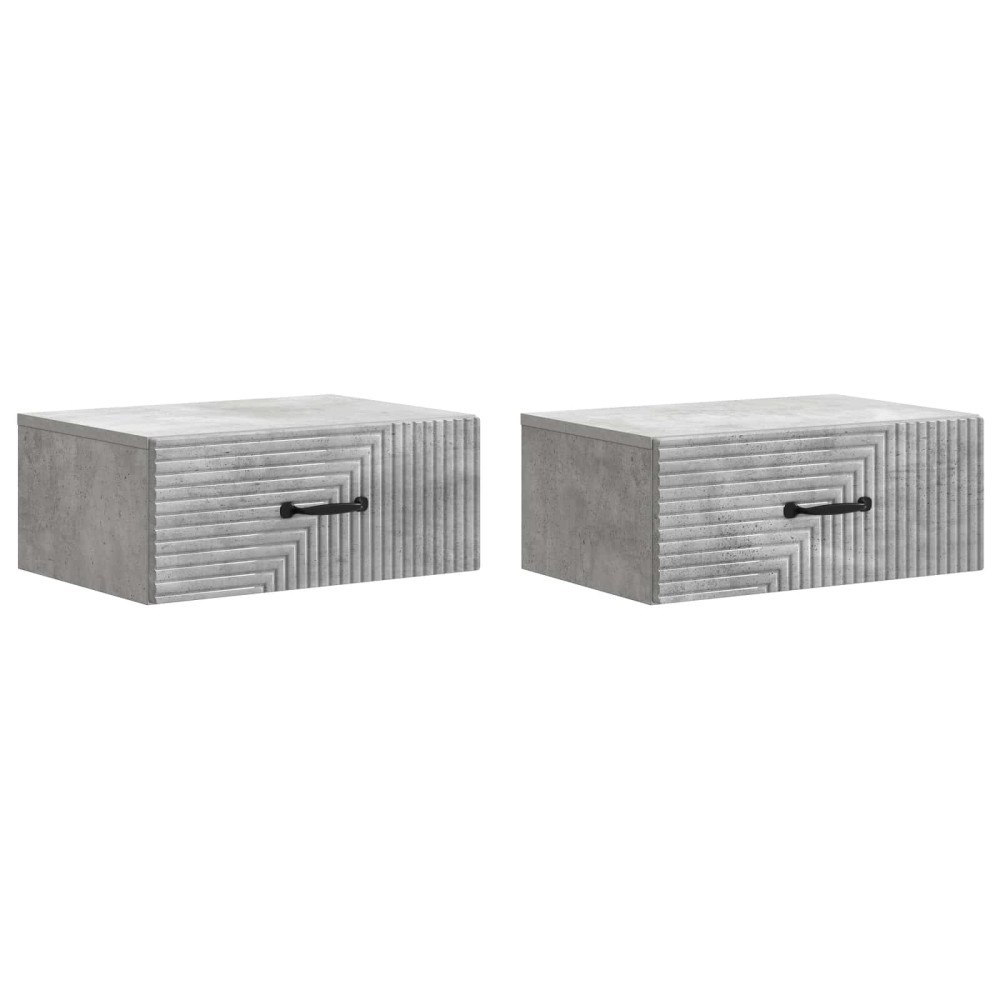 vidaXL Väggmonterat Sängbord 2 pcs Betonggrå 49 x 34,5 x 20 cm