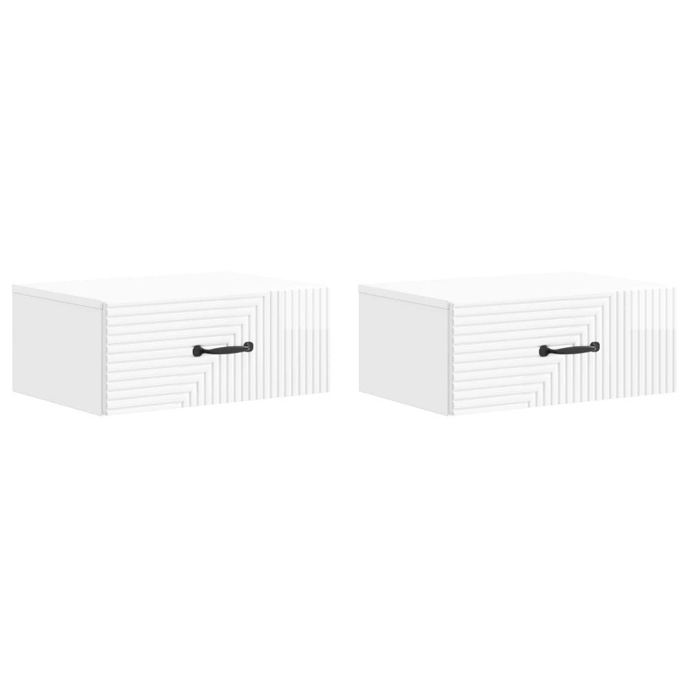 vidaXL Väggmonterat Sängbord 2 pcs Vit högglans 49 x 34,5 x 20 cm