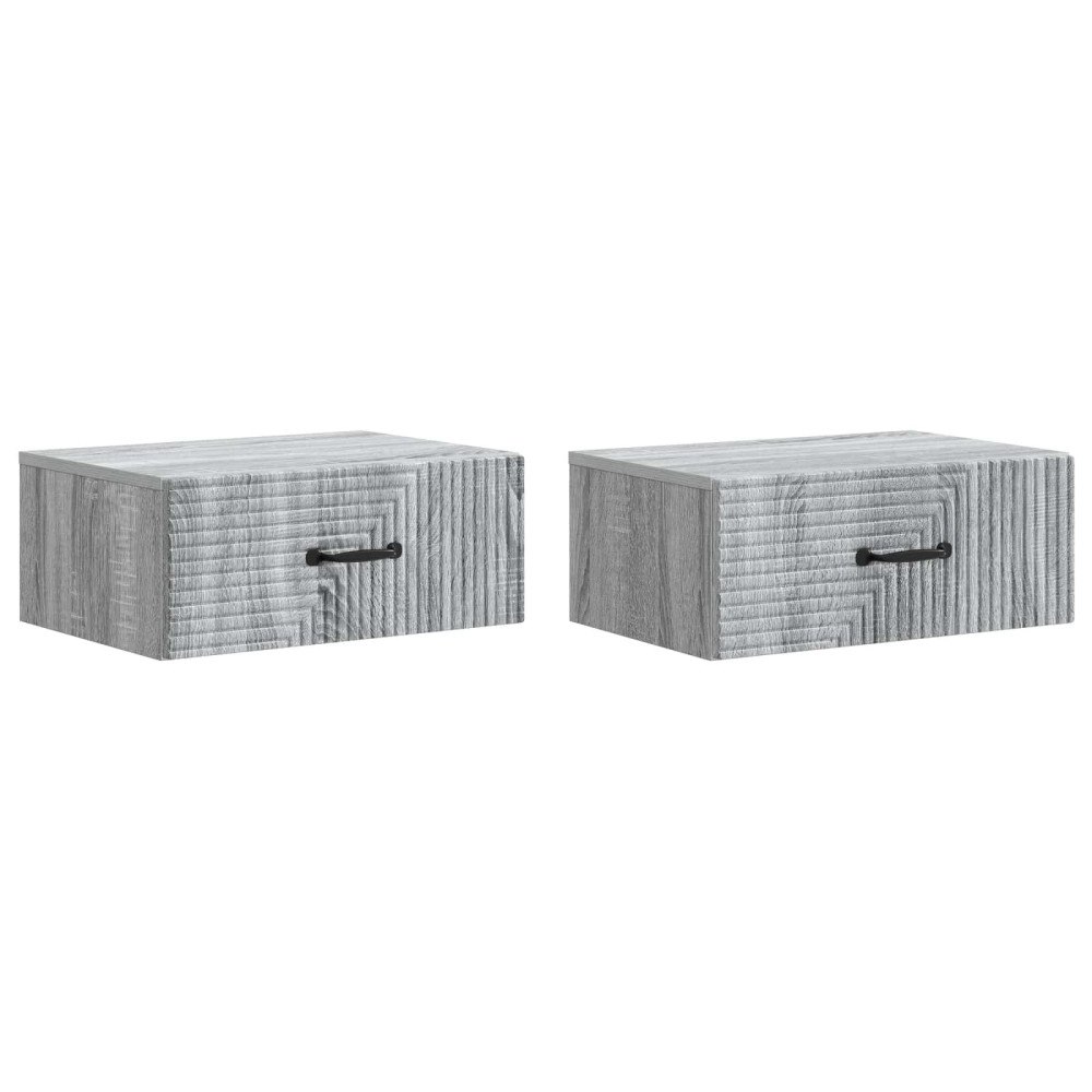 vidaXL Väggmonterat Sängbord 2 pcs Grå sonoma-ek 49 x 34,5 x 20 cm