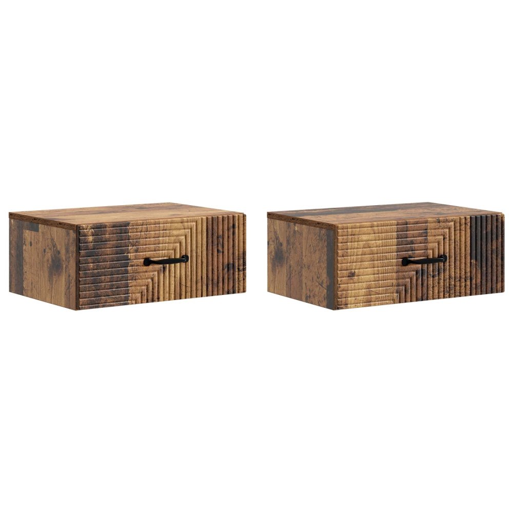 vidaXL Väggmonterat Sängbord 2 pcs Gammalt trä 49 x 34,5 x 20 cm