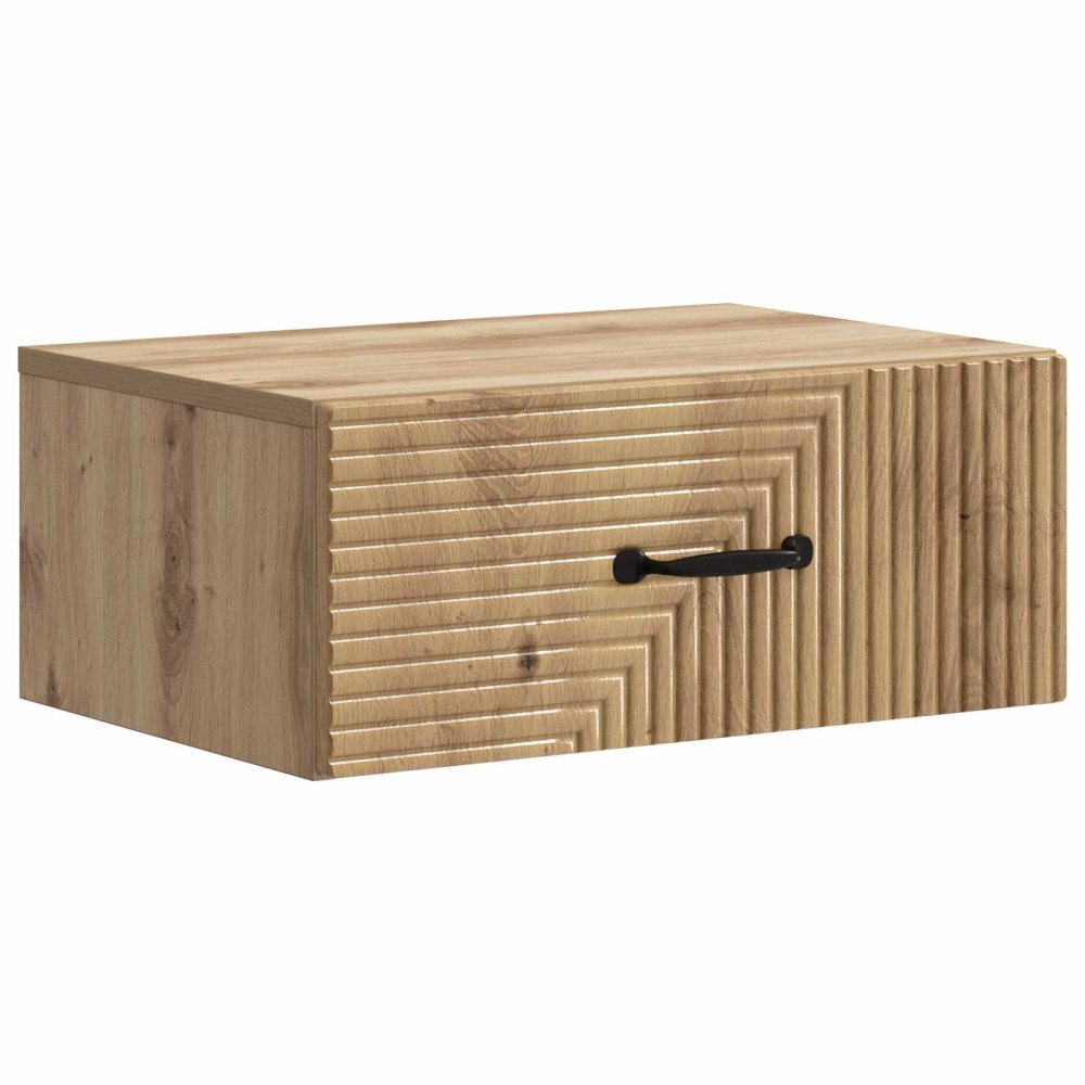 vidaXL Väggmonterat Sängbord med låda Artisan-ek 49 x 34,5 x 20 cm