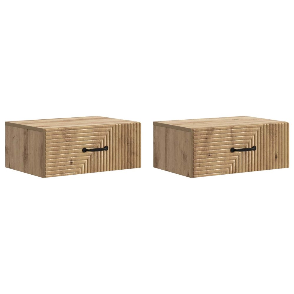 vidaXL Väggmonterat Sängbord 2 pcs Artisan-ek 49 x 34,5 x 20 cm