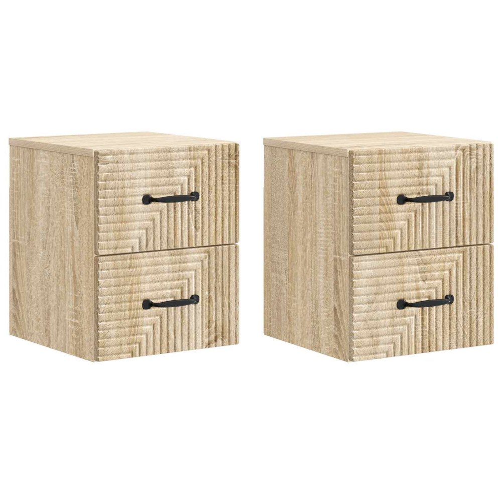 vidaXL Väggmonterat Sängbord 2 pcs Sonoma-ek 34,5 x 33 x 40 cm