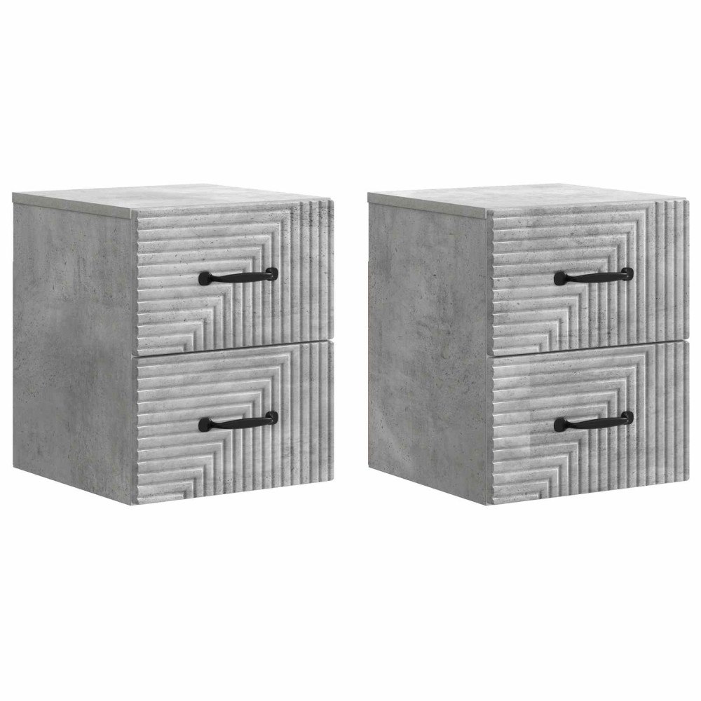 vidaXL Väggmonterat Sängbord 2 pcs Betonggrå 34,5 x 33 x 40 cm