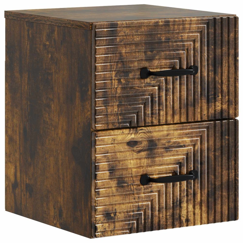 vidaXL Väggmonterat Sängbord Rökt ek 34,5 x 33 x 40 cm Konstruerat trä