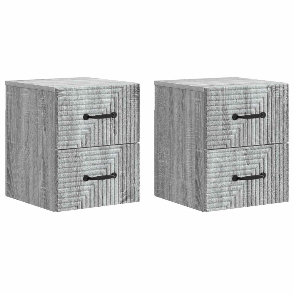 vidaXL Väggmonterat Sängbord 2 pcs Grå sonoma-ek 34,5 x 33 x 40 cm