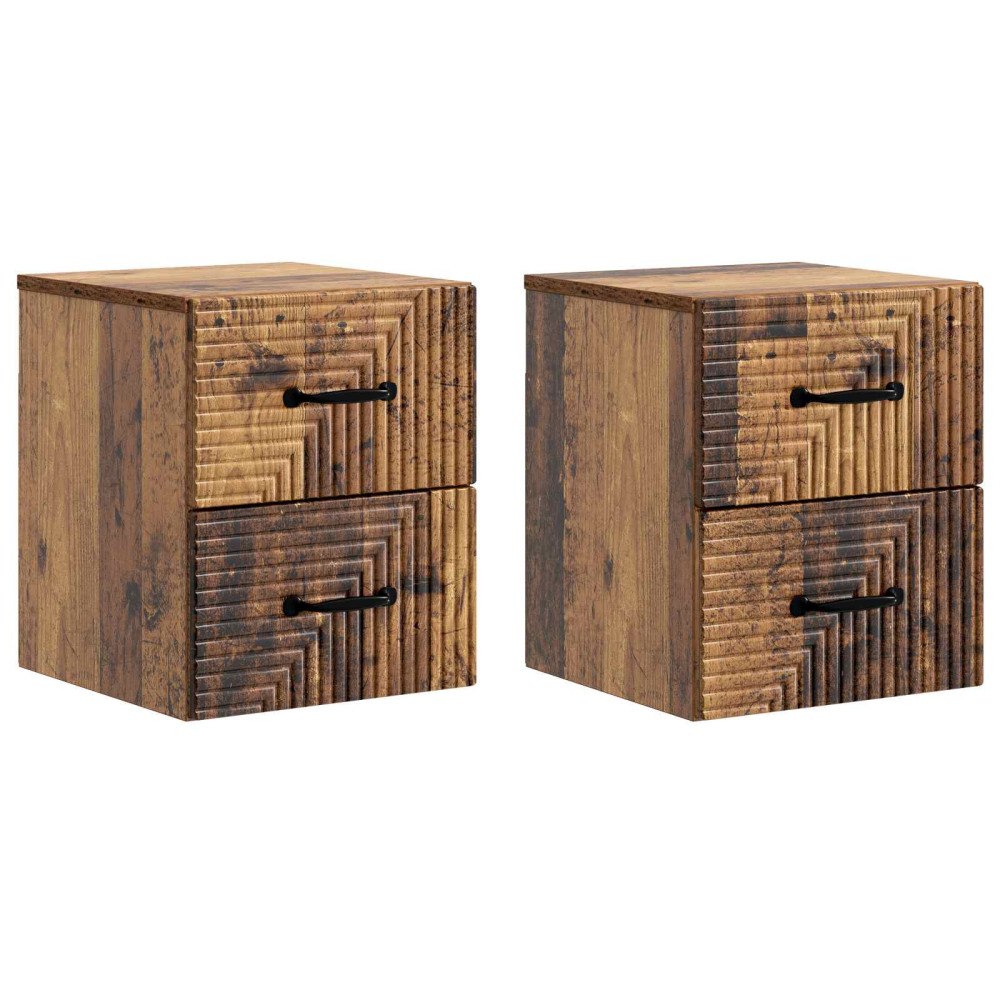 vidaXL Väggmonterat Sängbord 2 pcs Gammalt trä 34,5 x 33 x 40 cm
