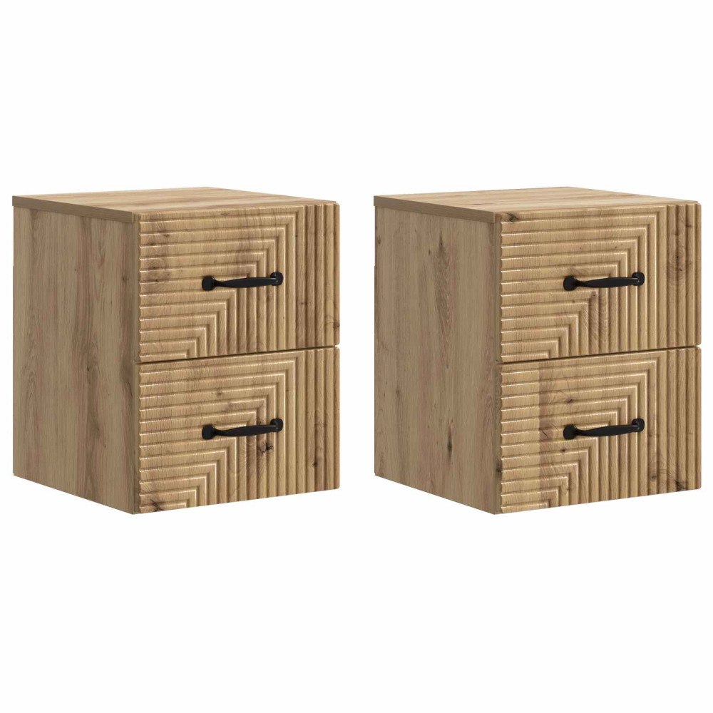 vidaXL Väggmonterat Sängbord 2 pcs Artisan-ek 34,5 x 33 x 40 cm