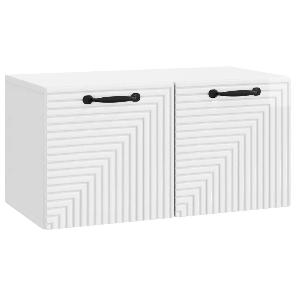 vidaXL Väggmonterad TV-bänk Vit högglans 59,5 x 31 x 30 cm