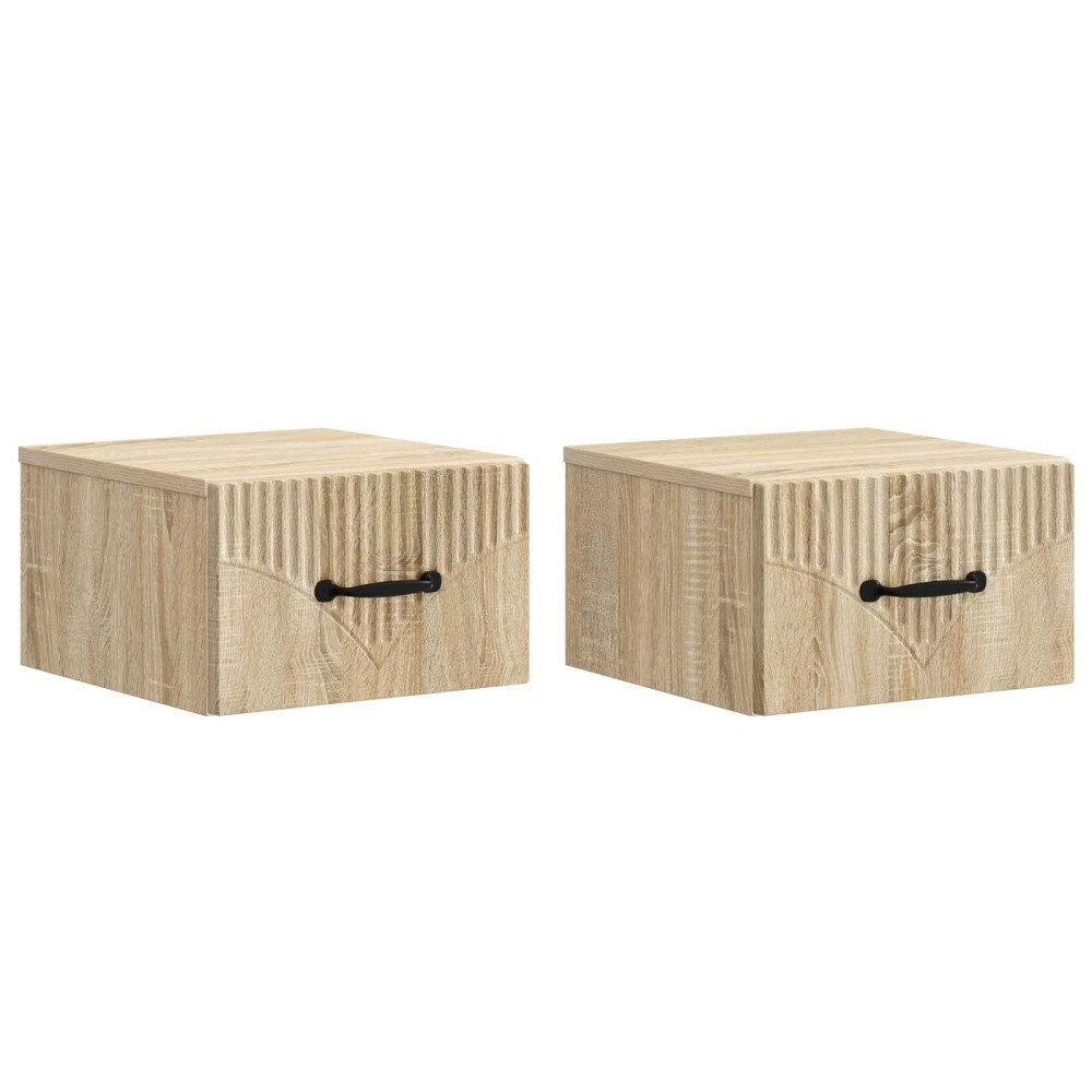 vidaXL Väggmonterat Sängbord 2 pcs Sonoma-ek 34,5 x 33 x 20 cm
