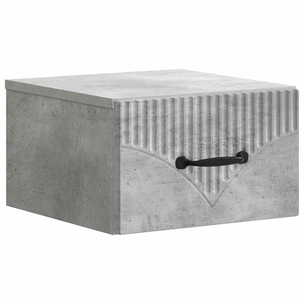 vidaXL Väggmonterat Sängbord med låda Betonggrå 34,5 x 33 x 20 cm