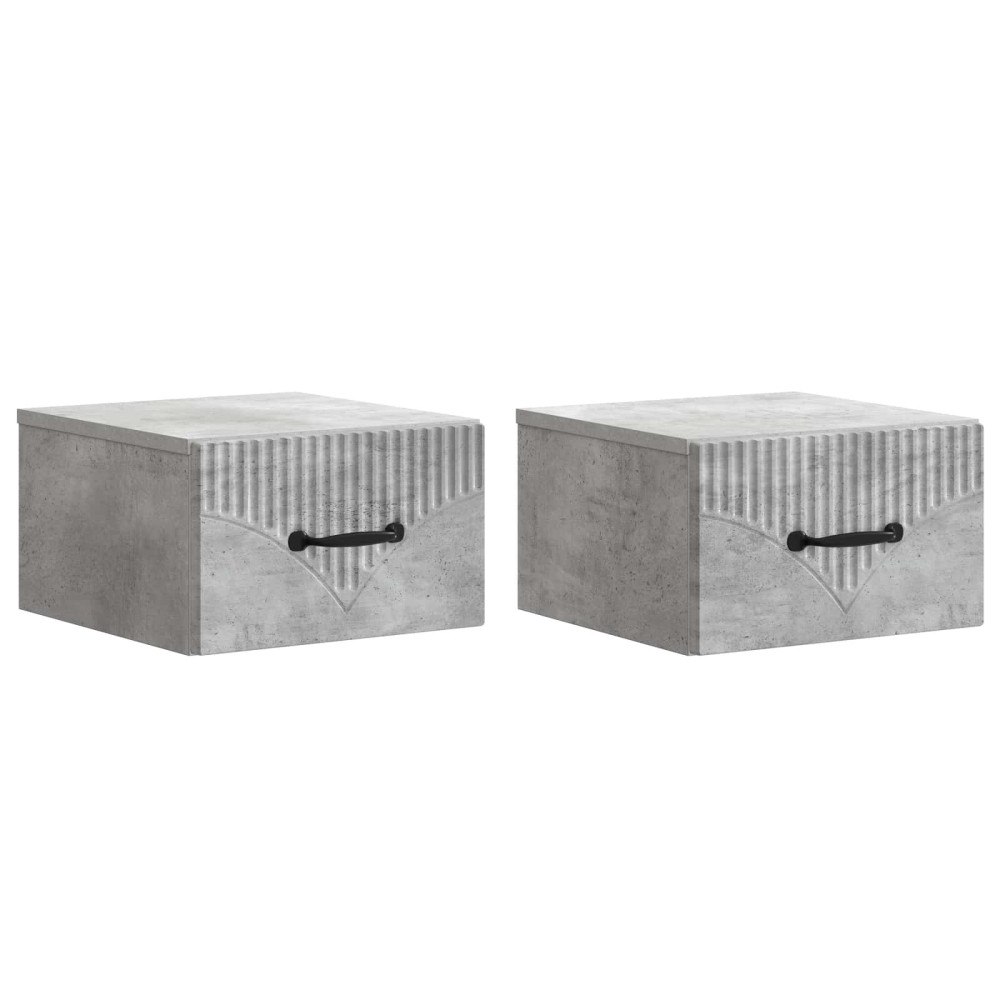 vidaXL Väggmonterat Sängbord 2 pcs Betonggrå 34,5 x 33 x 20 cm