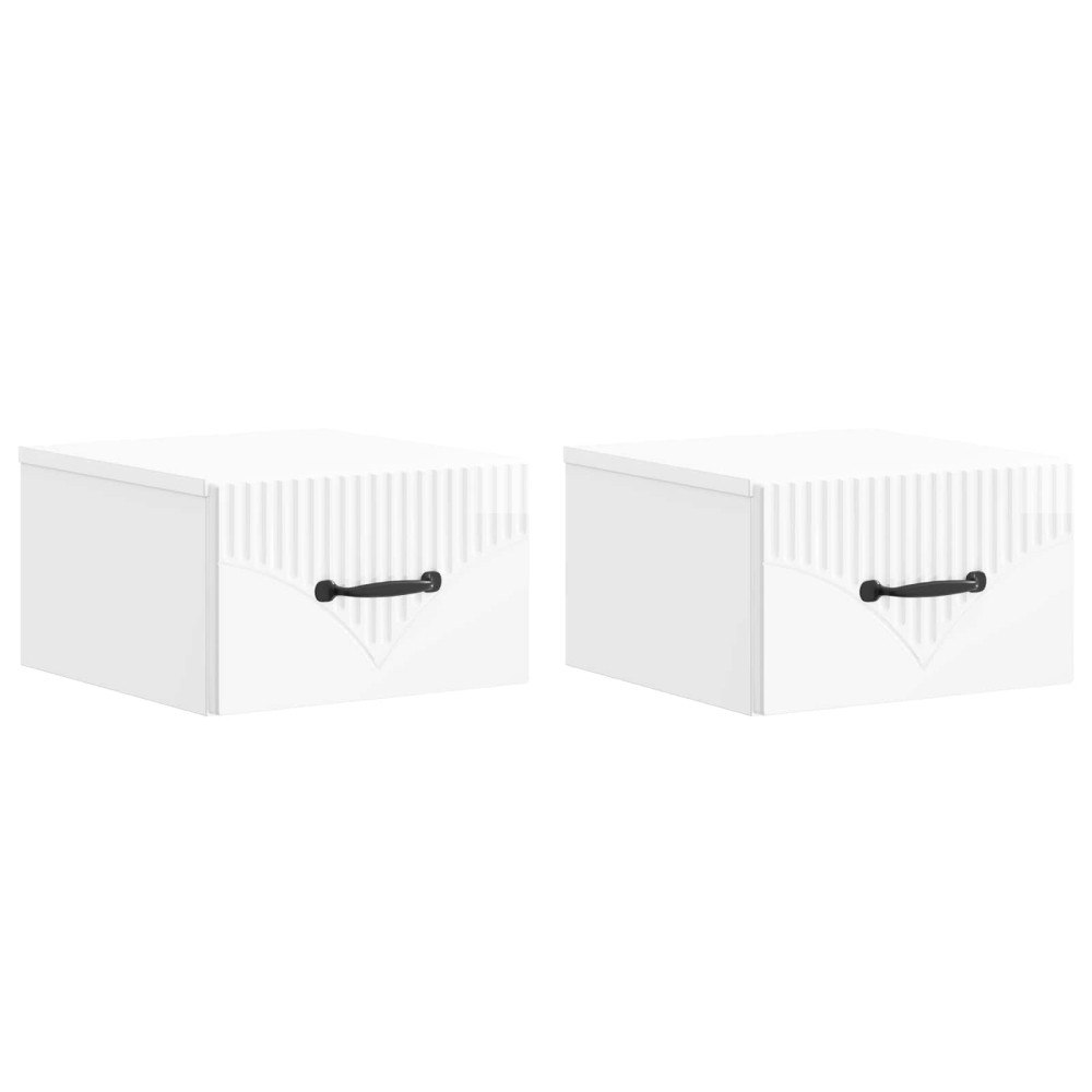 vidaXL Väggmonterat Sängbord 2 pcs Vit högglans 34,5 x 33 x 20 cm