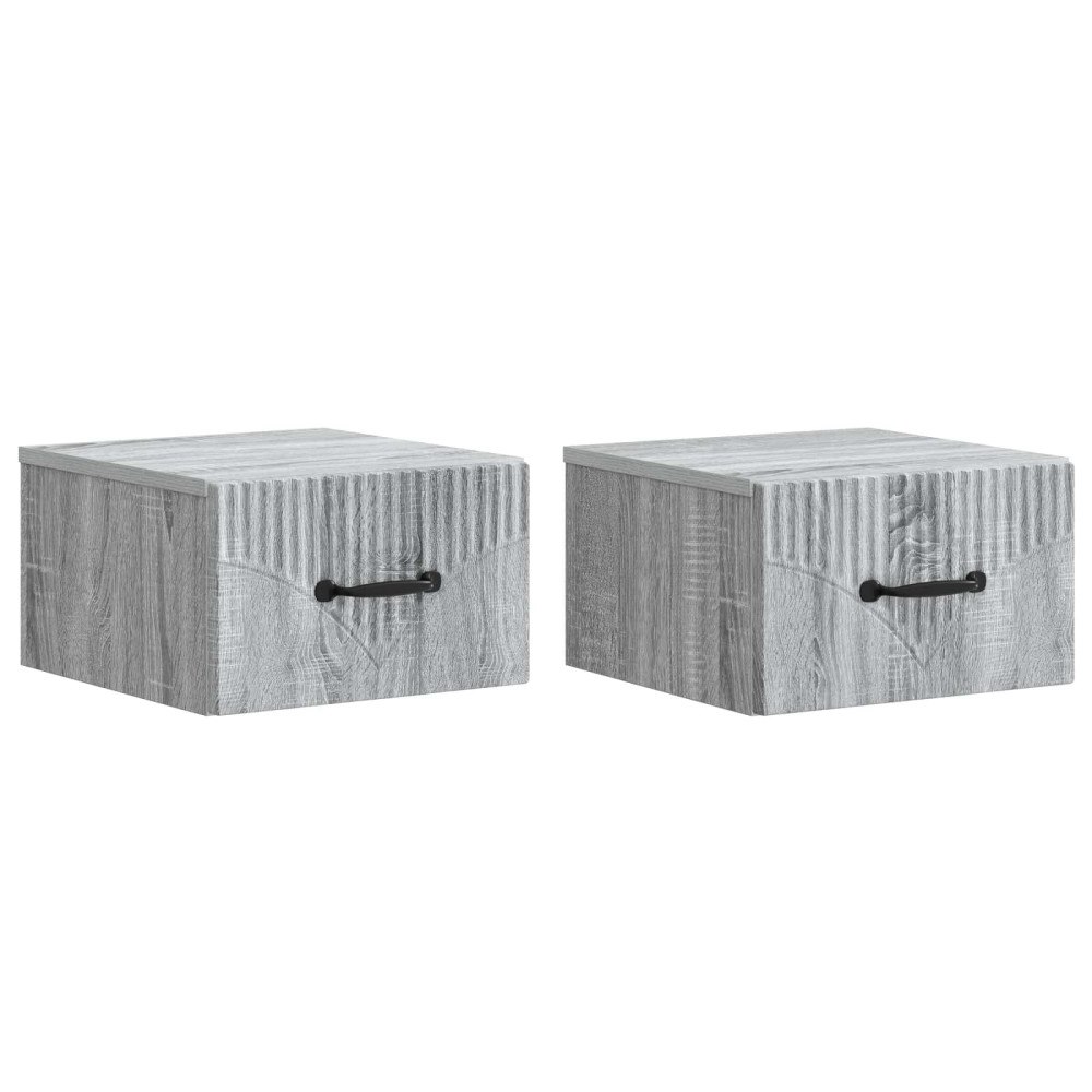 vidaXL Väggmonterat Sängbord 2 pcs Grå sonoma-ek 34,5 x 33 x 20 cm