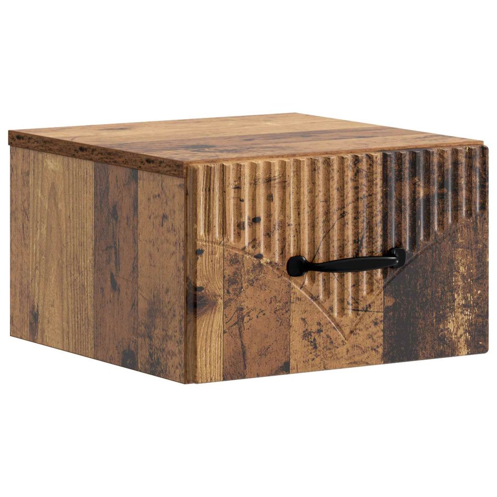 vidaXL Väggmonterat Sängbord med låda Gammalt trä 34,5 x 33 x 20 cm