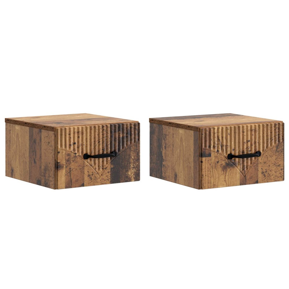 vidaXL Väggmonterat Sängbord 2 pcs Gammalt trä 34,5 x 33 x 20 cm