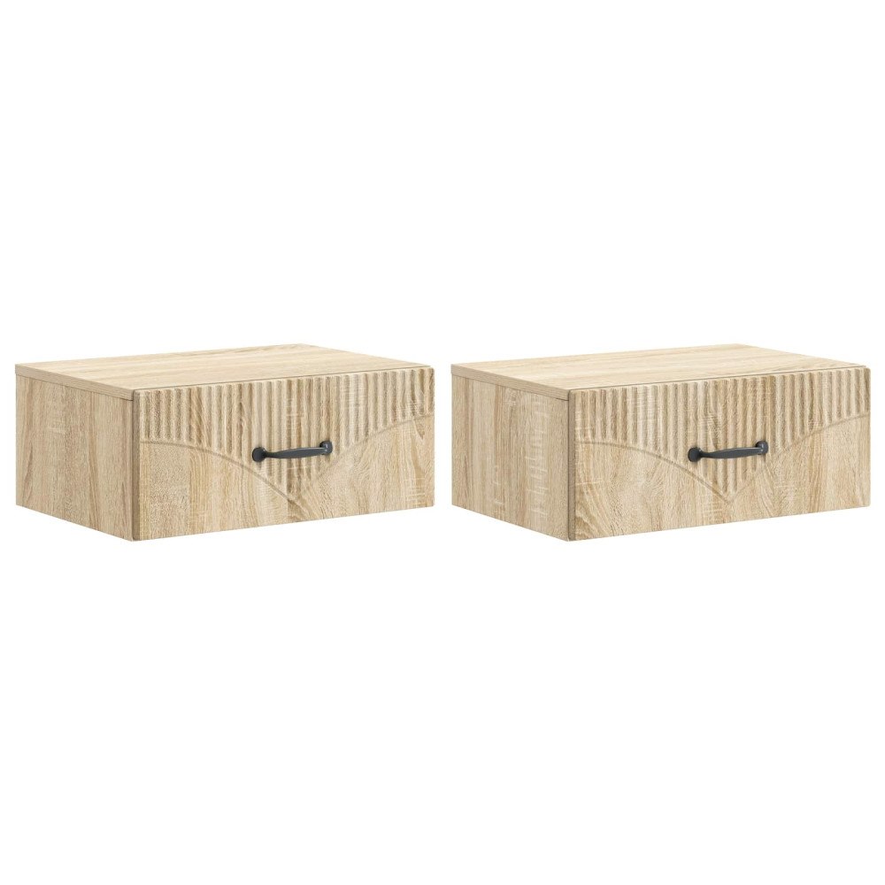 vidaXL Väggmonterat Sängbord 2 pcs Sonoma-ek 49 x 34,5 x 20 cm