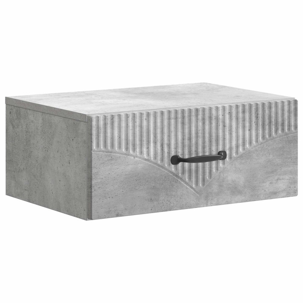 vidaXL Väggmonterat Sängbord med låda Betonggrå 49 x 34,5 x 20 cm