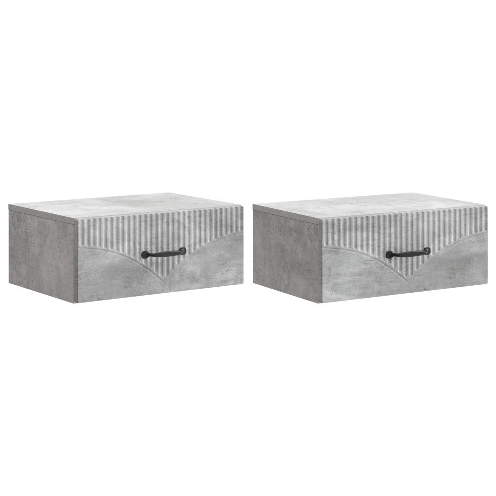 vidaXL Väggmonterat Sängbord 2 pcs Betonggrå 49 x 34,5 x 20 cm
