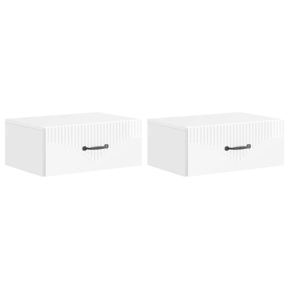 vidaXL Väggmonterat Sängbord 2 pcs Vit högglans 49 x 34,5 x 20 cm