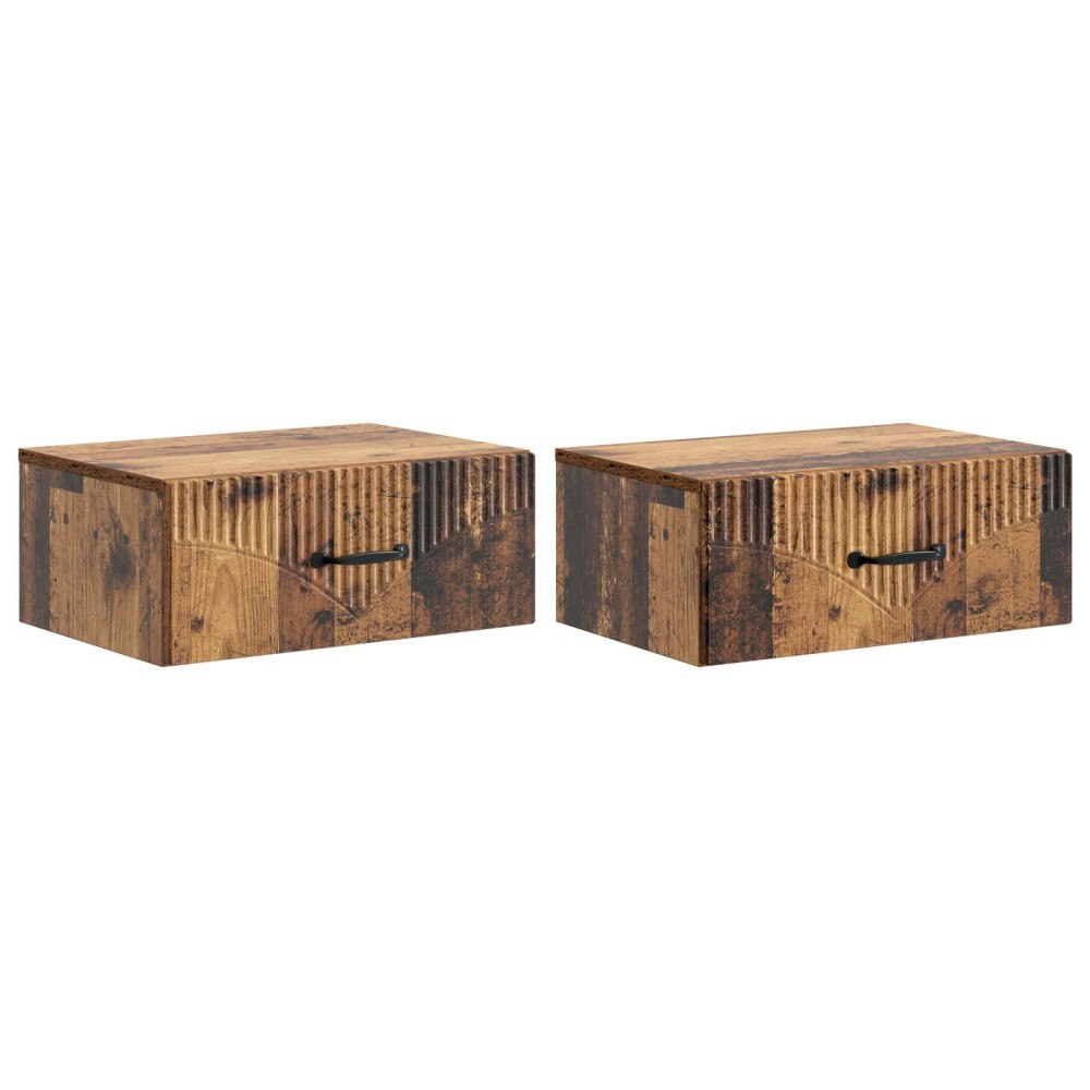 vidaXL Väggmonterat Sängbord 2 pcs Gammalt trä 49 x 34,5 x 20 cm