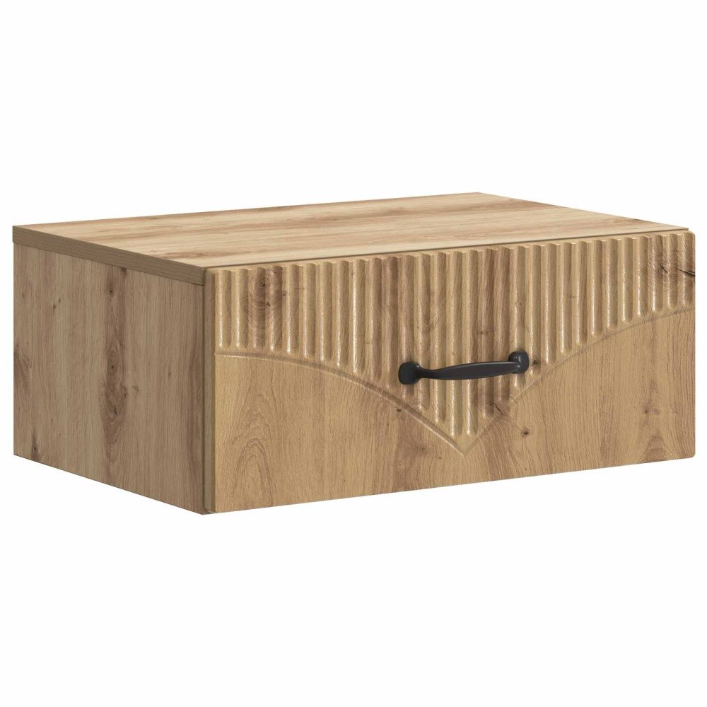vidaXL Väggmonterat Sängbord med låda Artisan-ek 49 x 34,5 x 20 cm