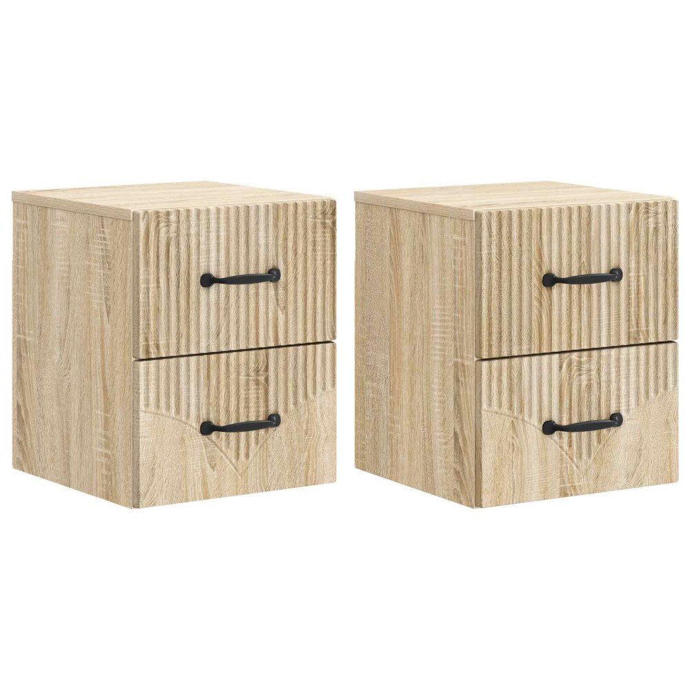 vidaXL Väggmonterat Sängbord 2 pcs Sonoma-ek 34,5 x 33 x 40 cm