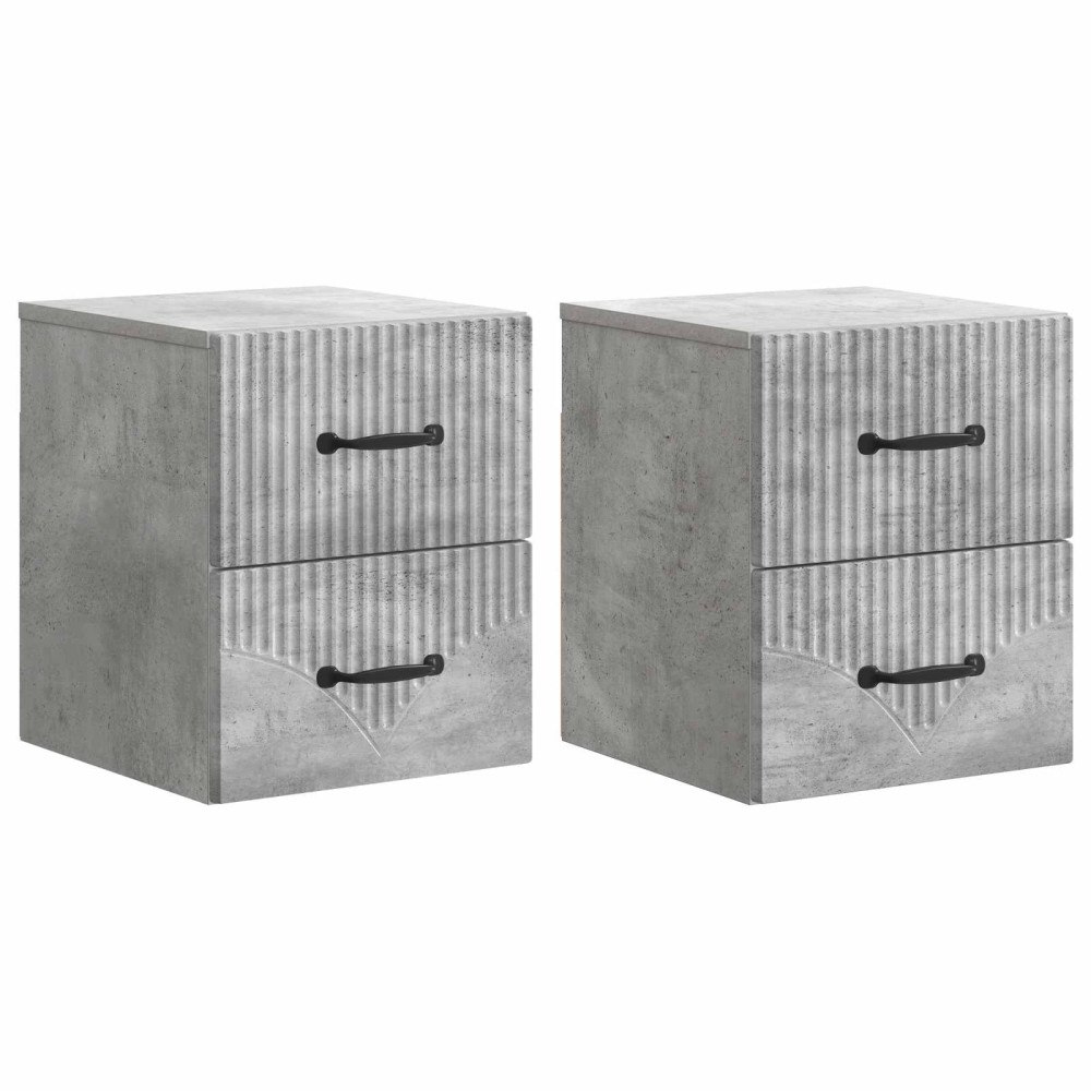 vidaXL Väggmonterat Sängbord 2 pcs Betonggrå 34,5 x 33 x 40 cm