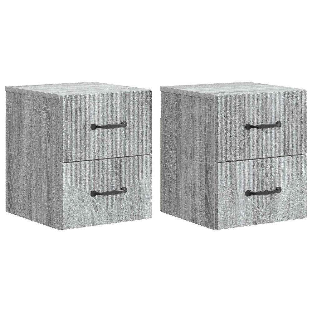 vidaXL Väggmonterat Sängbord 2 pcs Grå sonoma-ek 34,5 x 33 x 40 cm